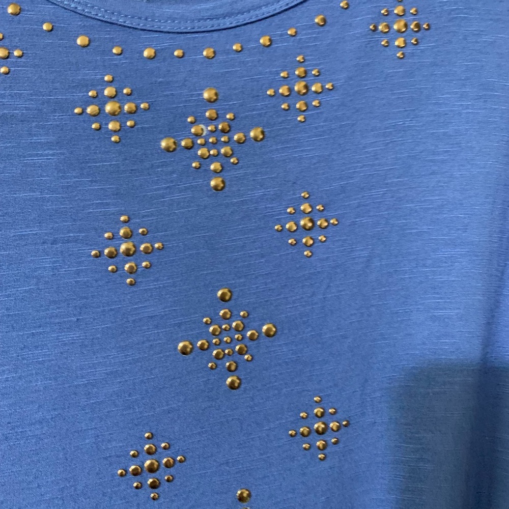Live and Let Live Studded blue top with waist tie - Picture 2 of 5